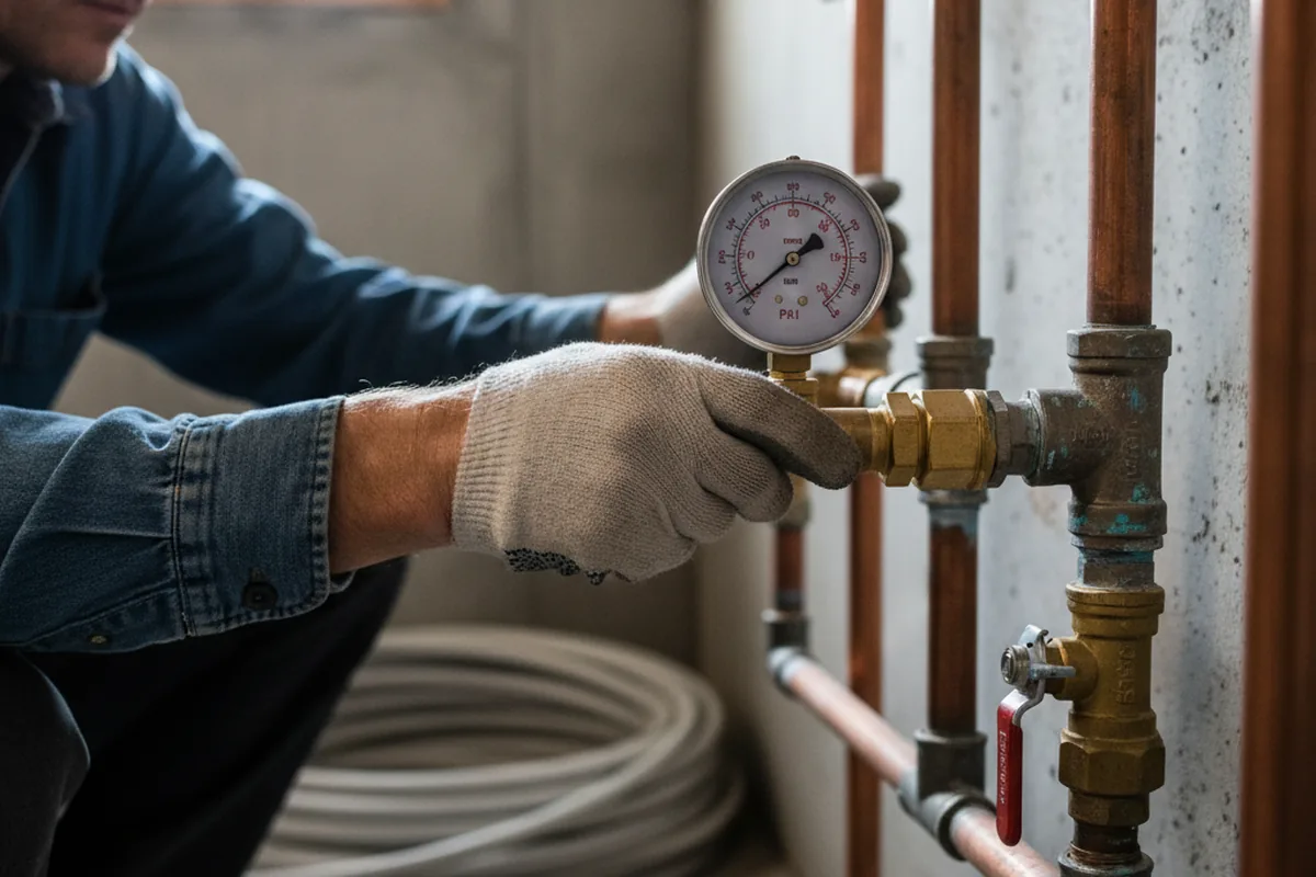 Pressure testing a repaired line during Water Line Repair in Eufaula